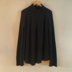 Maria Di Ripabianca Women’s Black Cashmere Chunky Rib Mock Neck Sweater Size 12